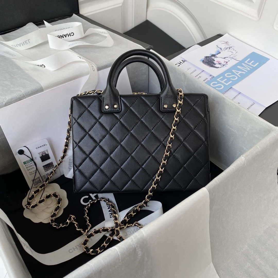 Chanel AS3345 Vanity Case Calfskin & Gold-Tone Metal Black - Default Title - View 2