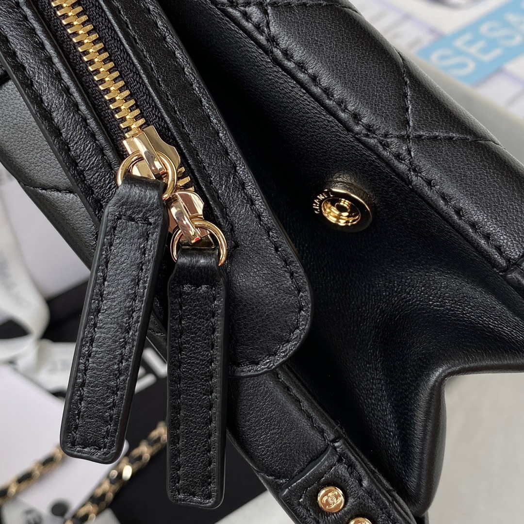 Chanel AS3345 Vanity Case Calfskin & Gold-Tone Metal Black - Default Title - View 5
