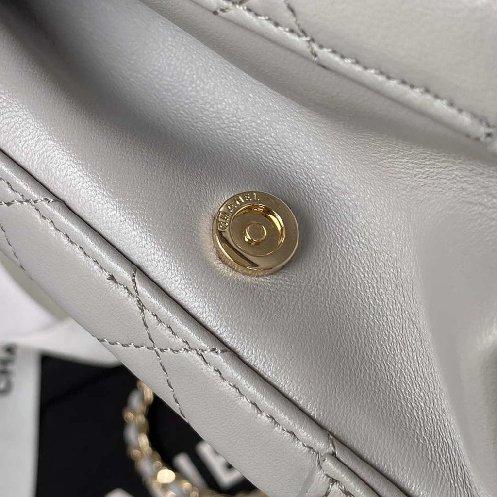 Chanel AS3345 Vanity Case Calfskin & Gold-Tone Metal Gray