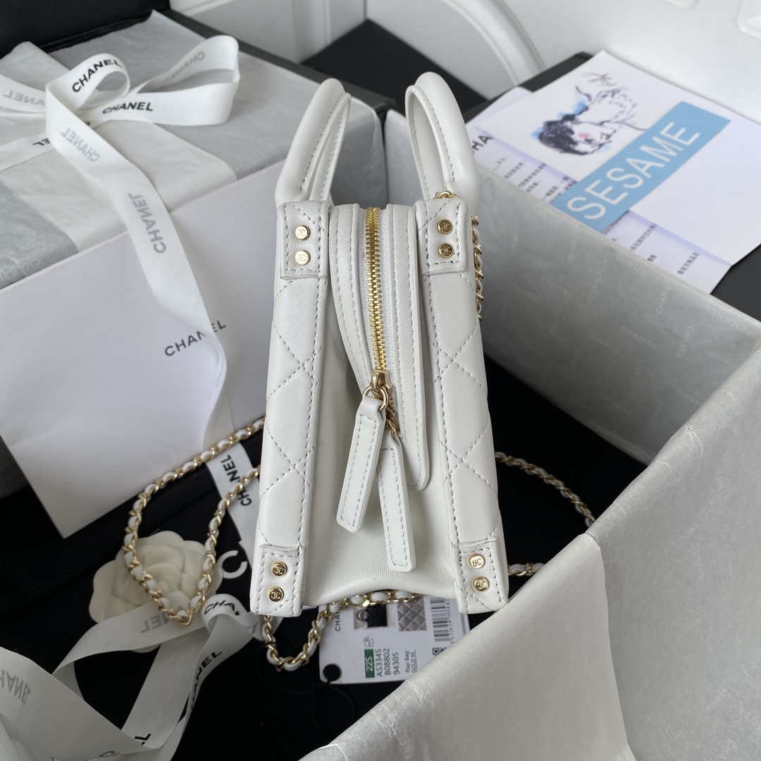 Chanel AS3345 Vanity Case Calfskin & Gold-Tone Metal White - Default Title - View 5