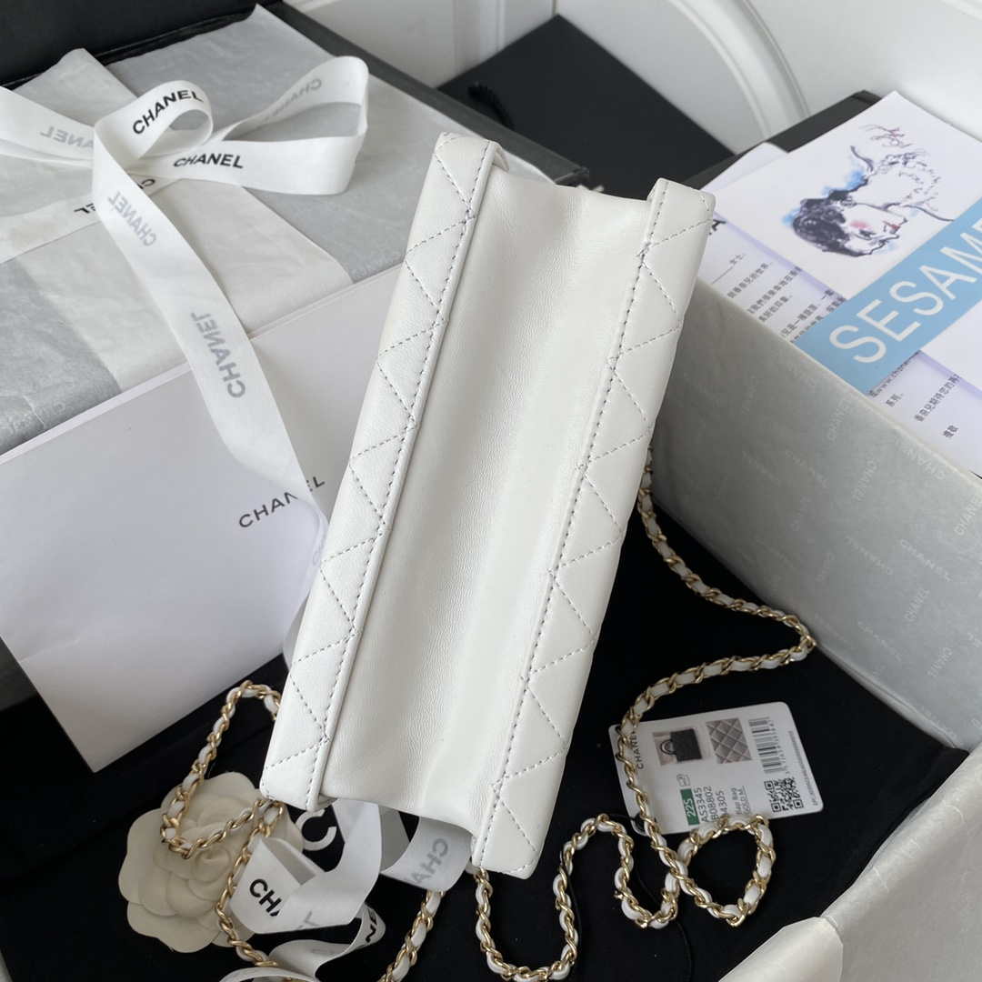 Chanel AS3345 Vanity Case Calfskin & Gold-Tone Metal White - Default Title - View 6