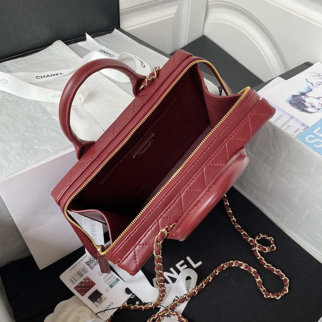Chanel AS3345 Vanity Case Calfskin & Gold-Tone Metal Wine Red - Default Title - View 7