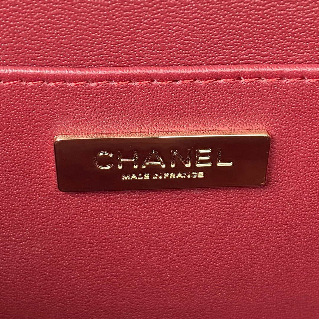 Chanel AS3345 Vanity Case Calfskin & Gold-Tone Metal Wine Red