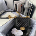 Chanel Small BOY CHANEL Messenger Bag AS3350 Lambskin Black - Default Title - View 1