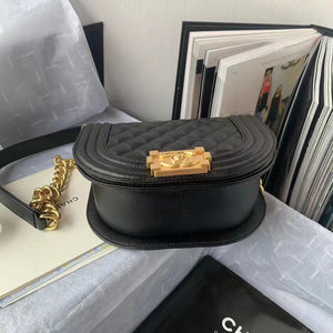 Chanel Small BOY CHANEL Messenger Bag AS3350 Lambskin Black - Default Title - View 3