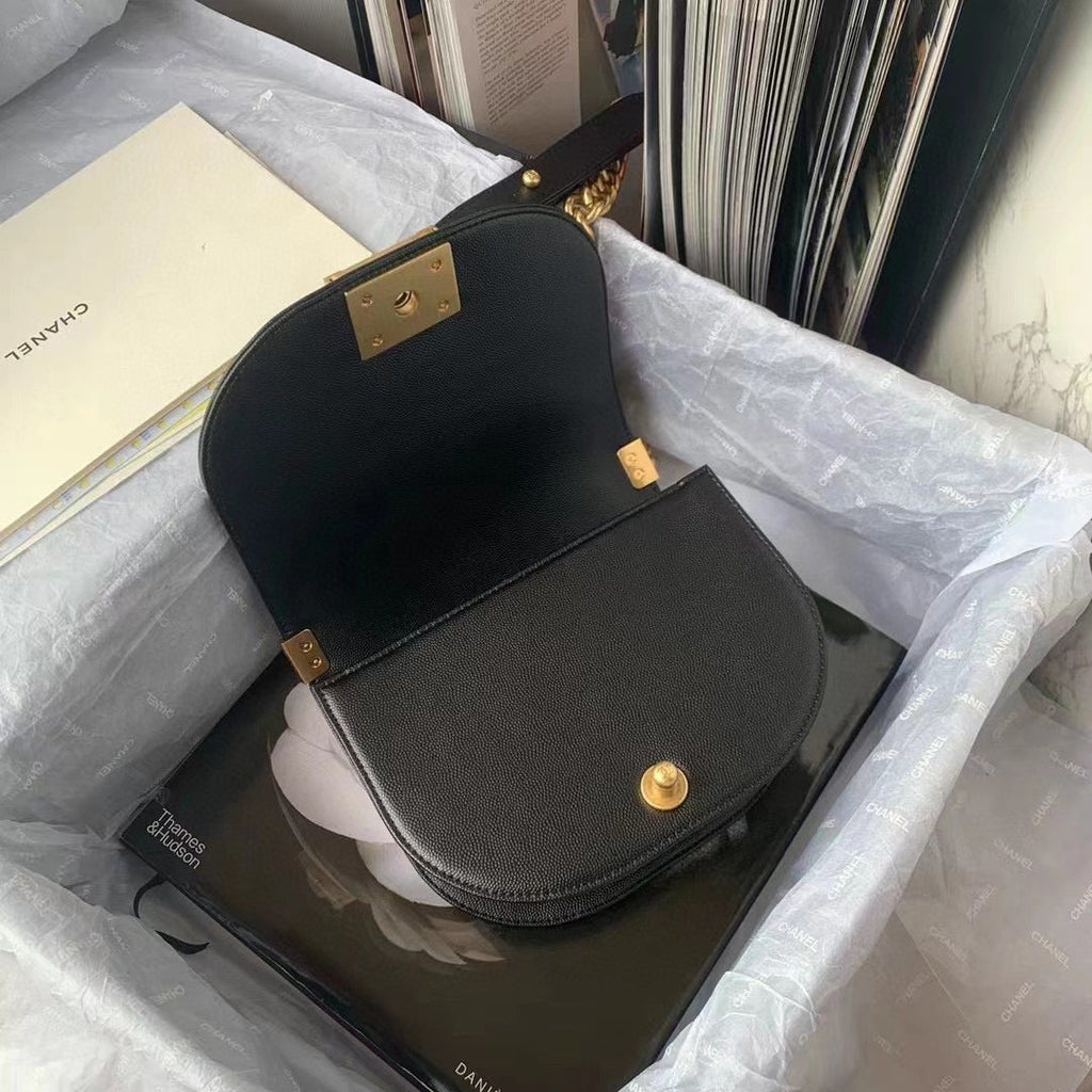 Chanel Small BOY CHANEL Messenger Bag AS3350 Lambskin Black