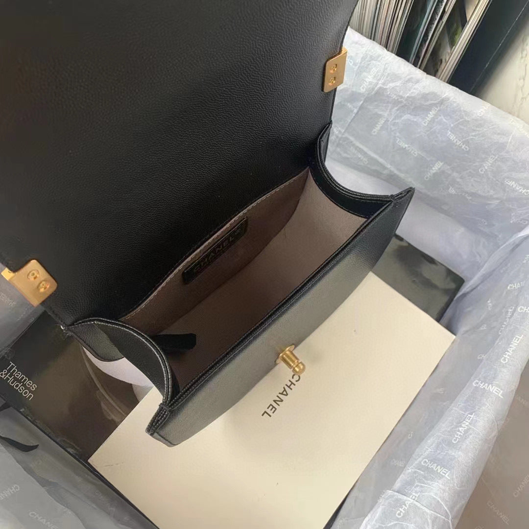 Chanel Small BOY CHANEL Messenger Bag AS3350 Lambskin Black