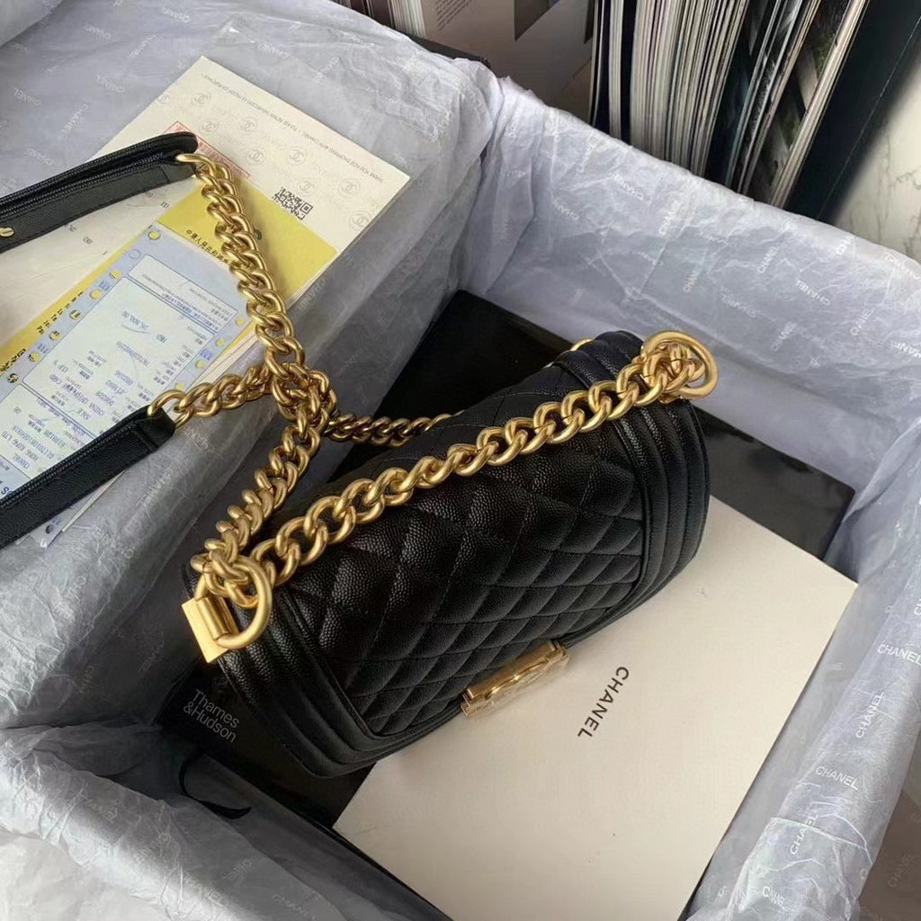 Chanel Small BOY CHANEL Messenger Bag AS3350 Lambskin Black