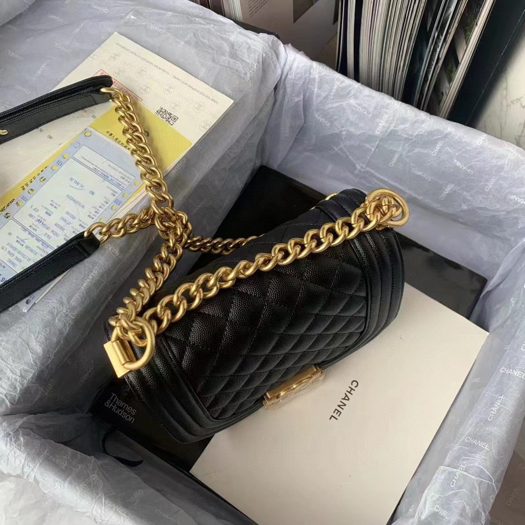 Chanel Small BOY CHANEL Messenger Bag AS3350 Lambskin Black - Default Title - View 9