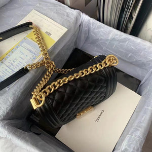 Chanel Small BOY CHANEL Messenger Bag AS3350 Lambskin Black - Default Title - View 9