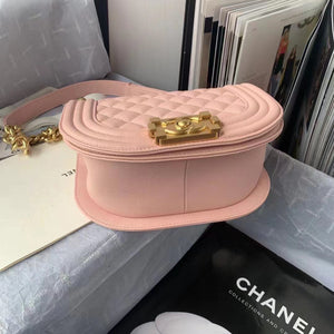Chanel Small BOY CHANEL Messenger Bag AS3350 Lambskin Pink - Default Title - View 3