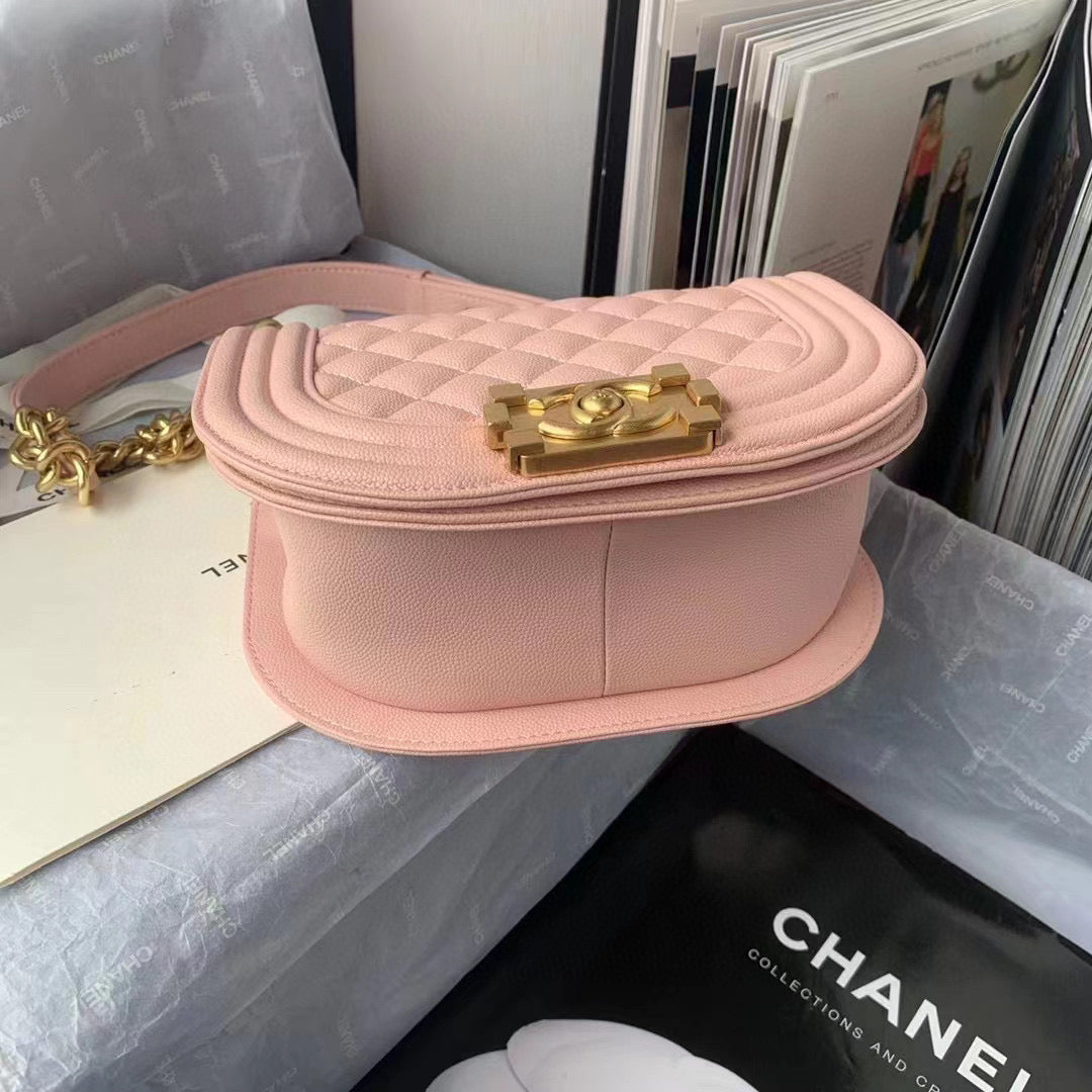 Chanel Small BOY CHANEL Messenger Bag AS3350 Lambskin Pink