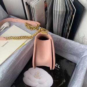 Chanel Small BOY CHANEL Messenger Bag AS3350 Lambskin Pink - Default Title - View 4