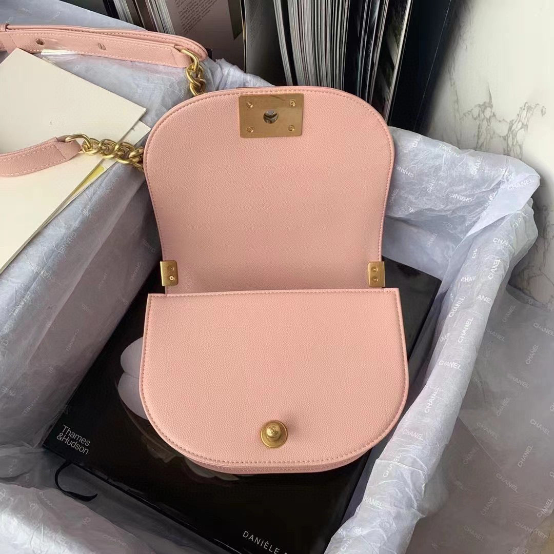 Chanel Small BOY CHANEL Messenger Bag AS3350 Lambskin Pink - Default Title - View 6