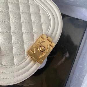 Chanel Small BOY CHANEL Messenger Bag AS3350 Lambskin White - Default Title - View 2