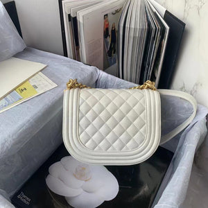 Chanel Small BOY CHANEL Messenger Bag AS3350 Lambskin White - Default Title - View 4