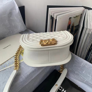 Chanel Small BOY CHANEL Messenger Bag AS3350 Lambskin White - Default Title - View 5