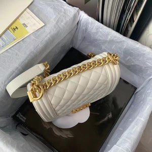 Chanel Small BOY CHANEL Messenger Bag AS3350 Lambskin White - Default Title - View 6