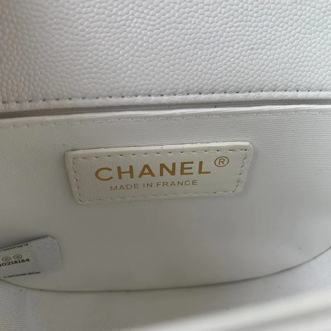 Chanel Small BOY CHANEL Messenger Bag AS3350 Lambskin White - Default Title - View 9
