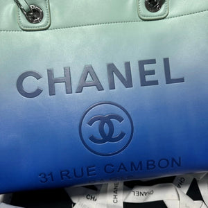 Chanel AS3351 Shopping Bag Shaded Calfskin & Silver-Tone Metal Blue & Light Blue - Default Title - View 4