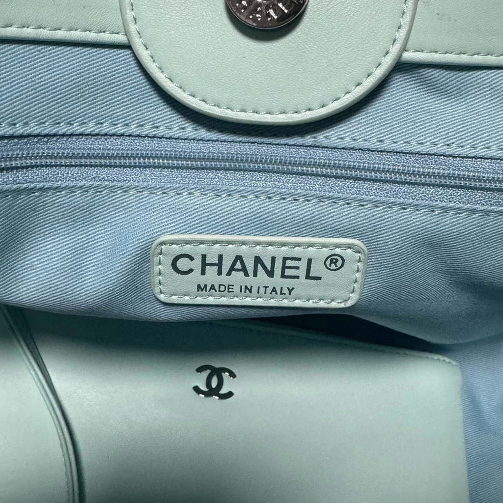 Chanel AS3351 Shopping Bag Shaded Calfskin & Silver-Tone Metal Blue & Light Blue