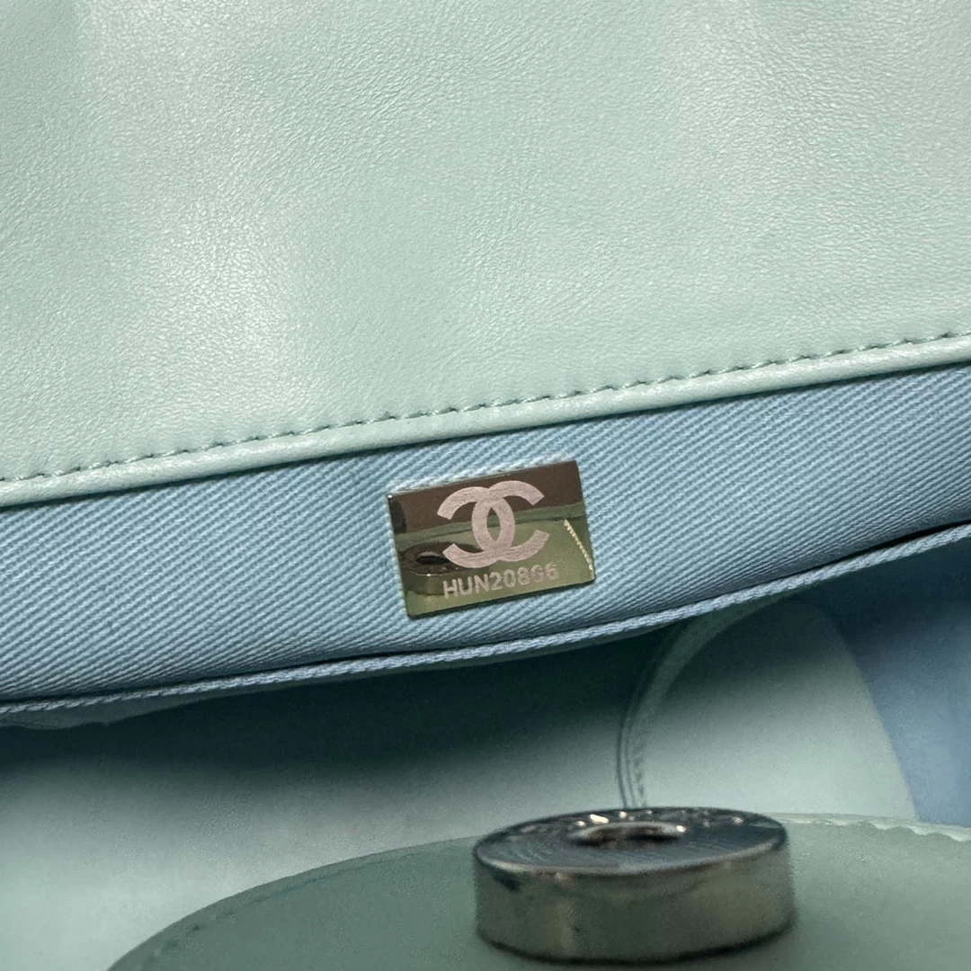 Chanel AS3351 Shopping Bag Shaded Calfskin & Silver-Tone Metal Blue & Light Blue