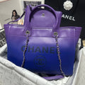 Chanel AS3351 Shopping Bag Shaded Calfskin & Silver-Tone Metal Purple, Blue & Dark Blue - Default Title - View 1