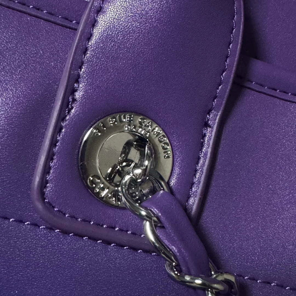 Chanel AS3351 Shopping Bag Shaded Calfskin & Silver-Tone Metal Purple, Blue & Dark Blue