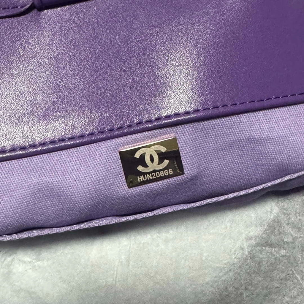 Chanel AS3351 Shopping Bag Shaded Calfskin & Silver-Tone Metal Purple, Blue & Dark Blue