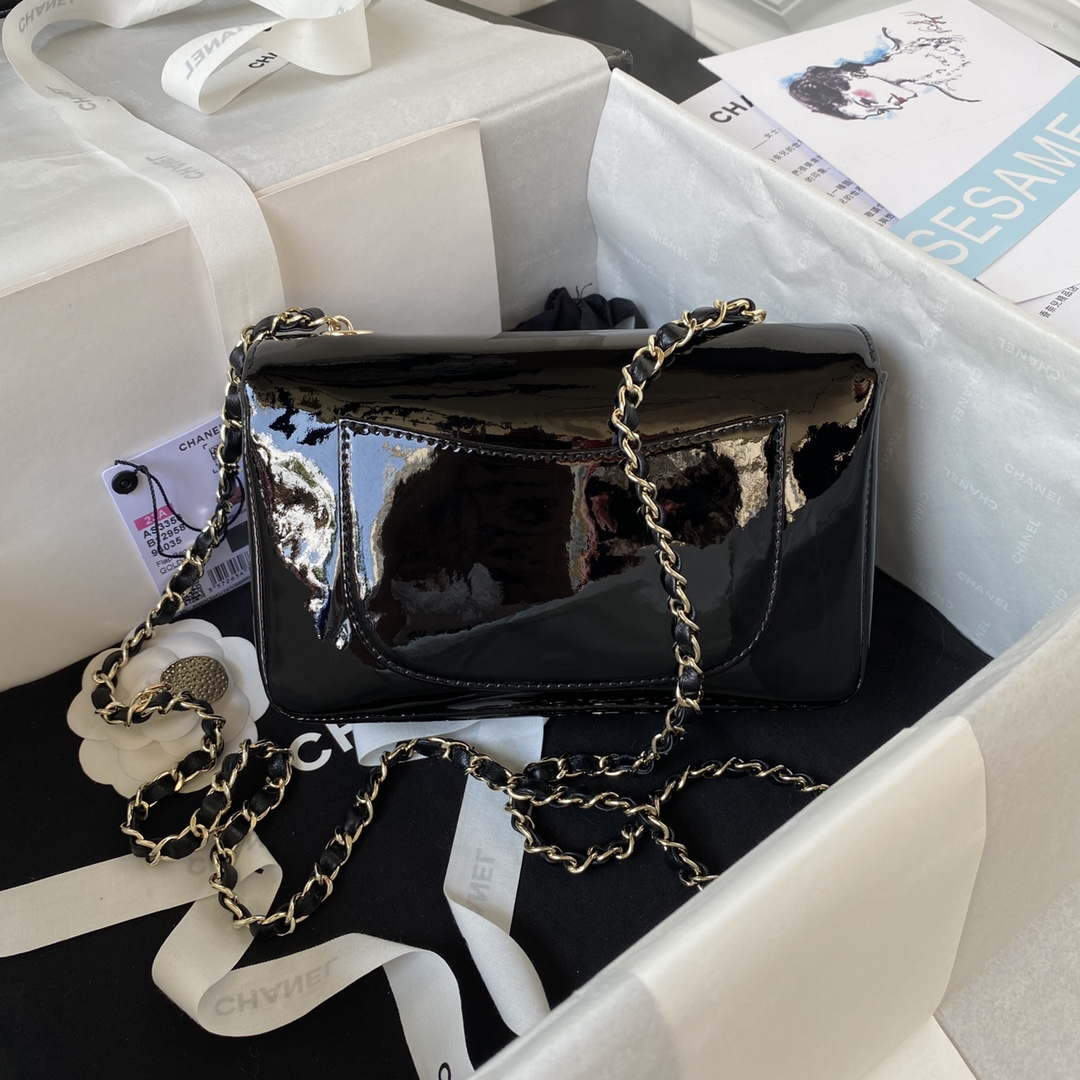 Chanel AS3356 Flap 23FW Patent leather Camellia Black - Default Title - View 2