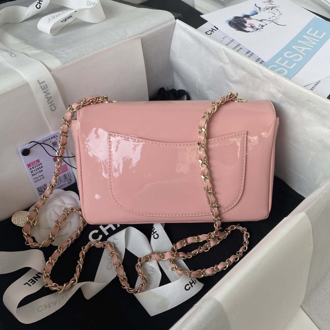 Chanel AS3356 Flap 23FW Patent leather Camellia Pink - Default Title - View 2