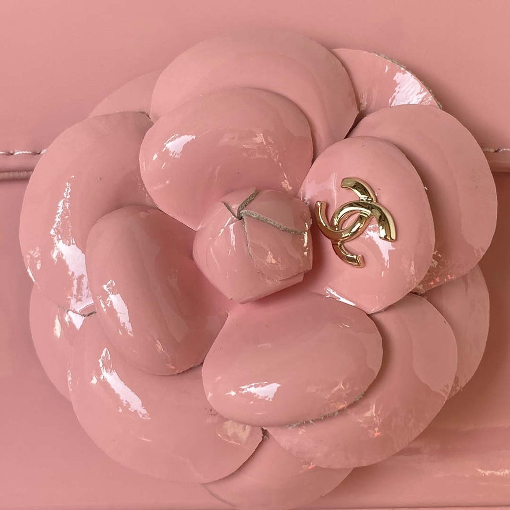 Chanel AS3356 Flap 23FW Patent leather Camellia Pink