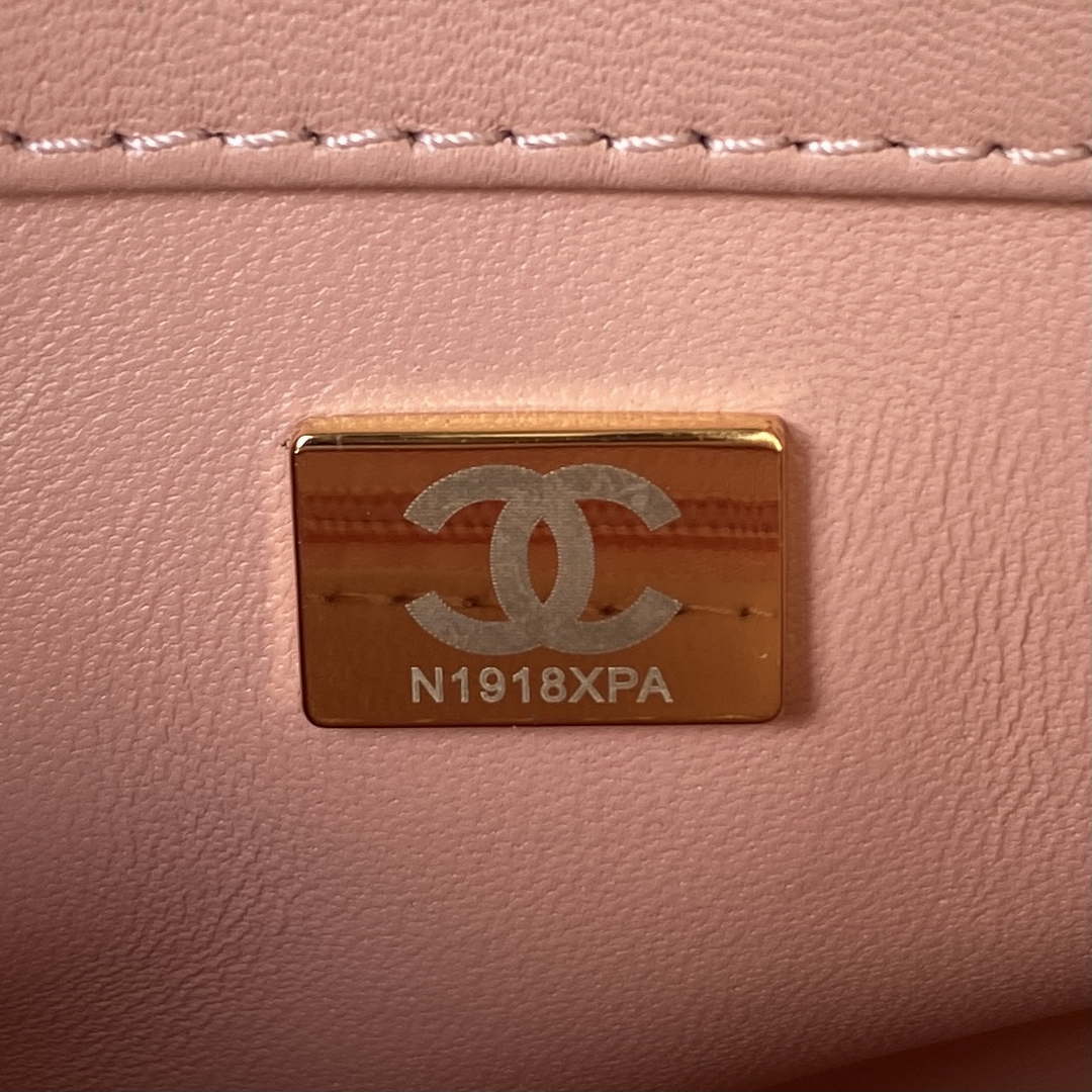 Chanel AS3356 Flap 23FW Patent leather Camellia Pink