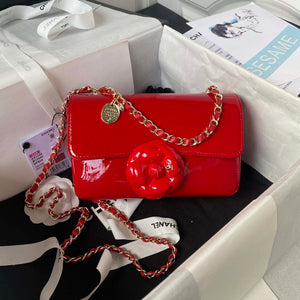 Chanel AS3356 Flap 23FW Patent leather Camellia Red - Default Title - View 1