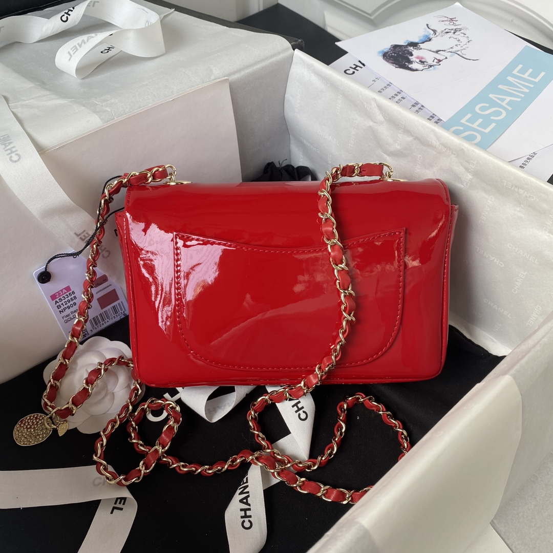 Chanel AS3356 Flap 23FW Patent leather Camellia Red - Default Title - View 2