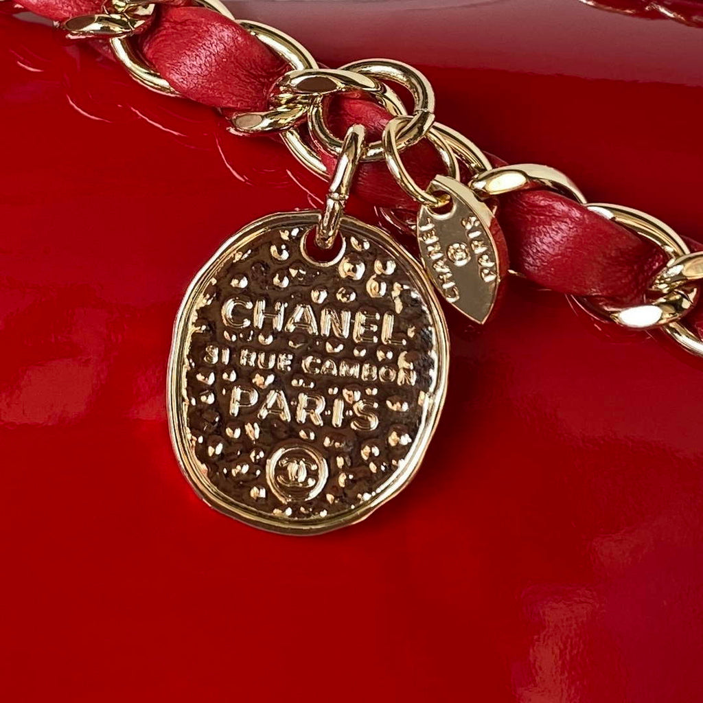 Chanel AS3356 Flap 23FW Patent leather Camellia Red
