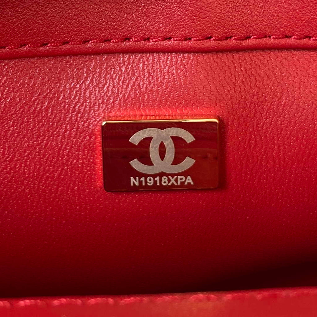 Chanel AS3356 Flap 23FW Patent leather Camellia Red