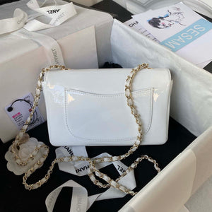 Chanel AS3356 Flap 23FW Patent leather Camellia White - Default Title - View 2