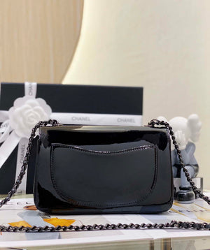 Chanel AS3356 Mini Flap 18cm Patent leather Camellia Black - Default Title - View 4
