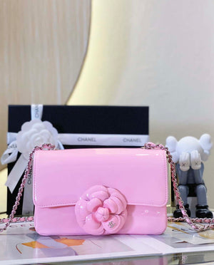 Chanel AS3356 Mini Flap 18cm Patent leather Camellia Pink - Default Title - View 3