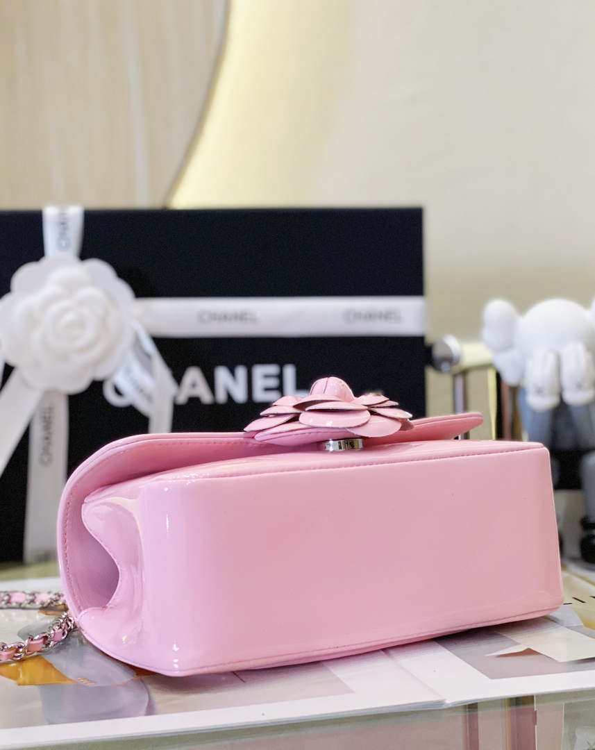 Chanel AS3356 Mini Flap 18cm Patent leather Camellia Pink - Default Title - View 5