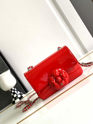 Chanel AS3356 Mini Flap 18cm Patent leather Camellia Red - Default Title - View 1