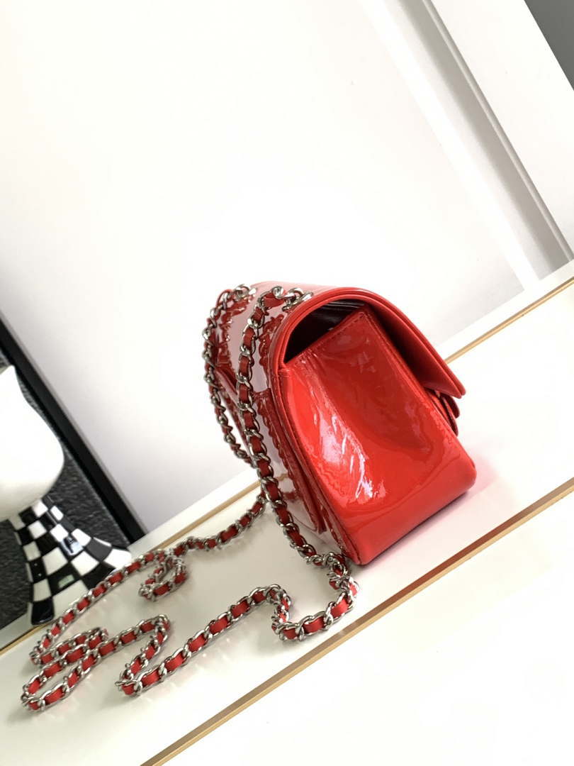 Chanel AS3356 Mini Flap 18cm Patent leather Camellia Red - Default Title - View 2