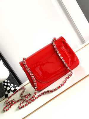 Chanel AS3356 Mini Flap 18cm Patent leather Camellia Red - Default Title - View 3