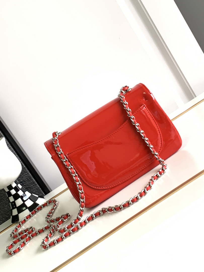 Chanel AS3356 Mini Flap 18cm Patent leather Camellia Red - Default Title - View 3
