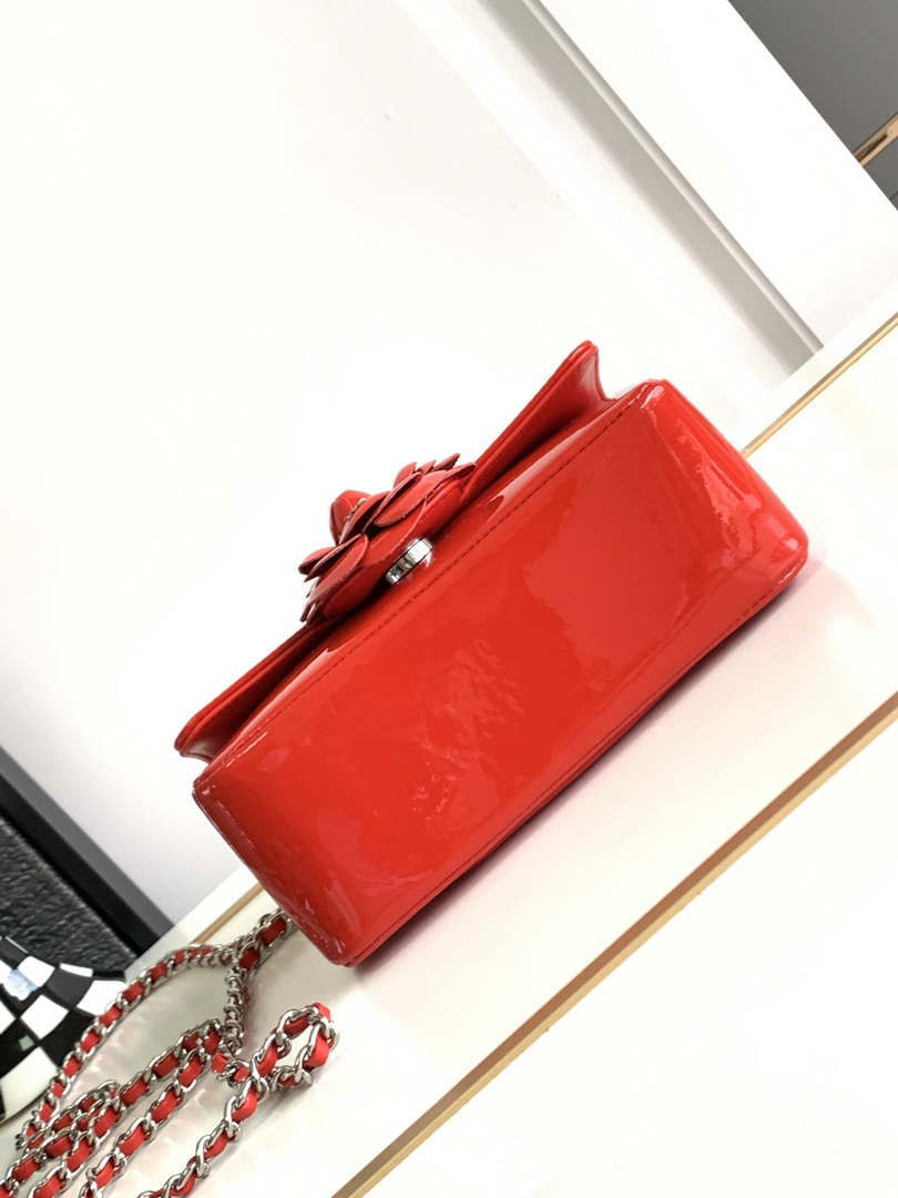 Chanel AS3356 Mini Flap 18cm Patent leather Camellia Red - Default Title - View 4