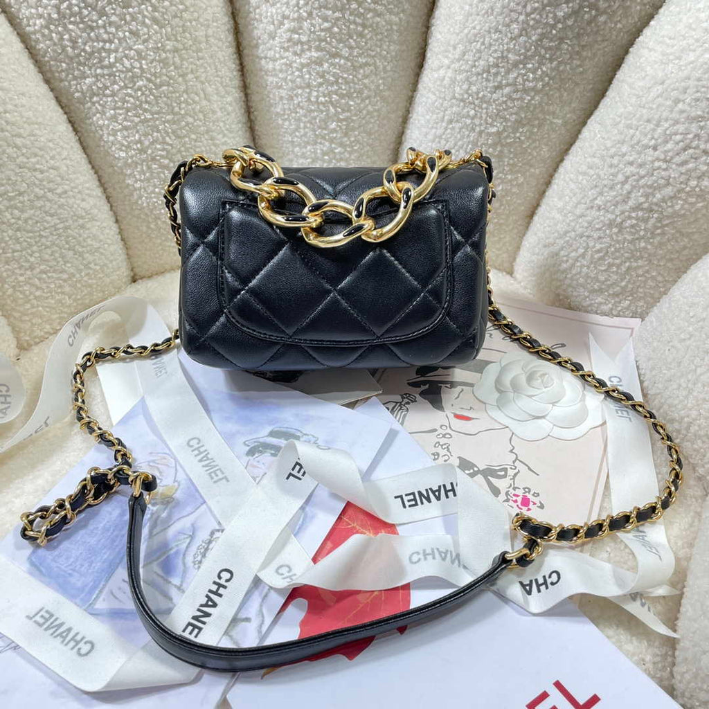 Chanel AS3365 Mini Flap Bag 17cm Lambskin Black