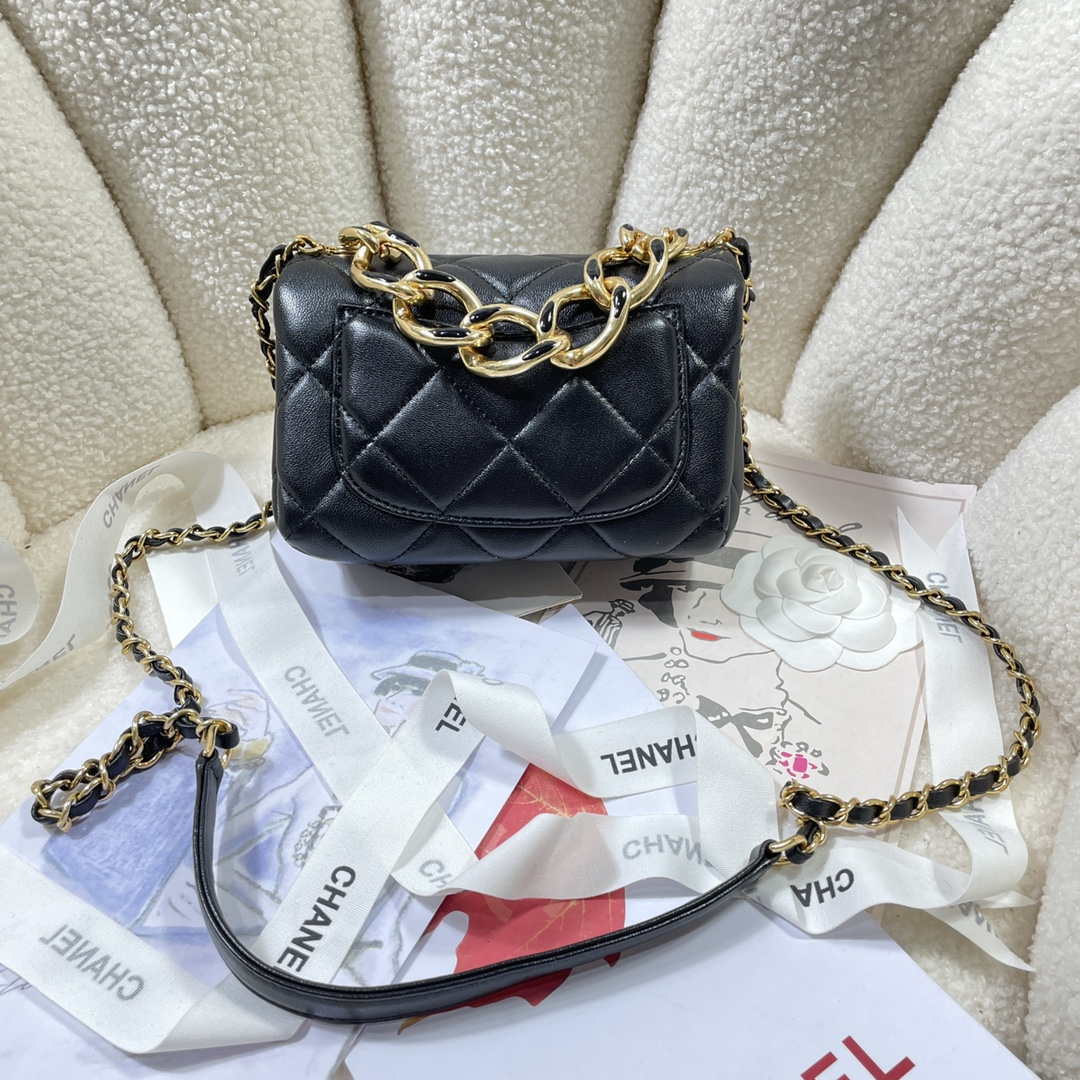 Chanel AS3365 Mini Flap Bag 17cm Lambskin Black - Default Title - View 2