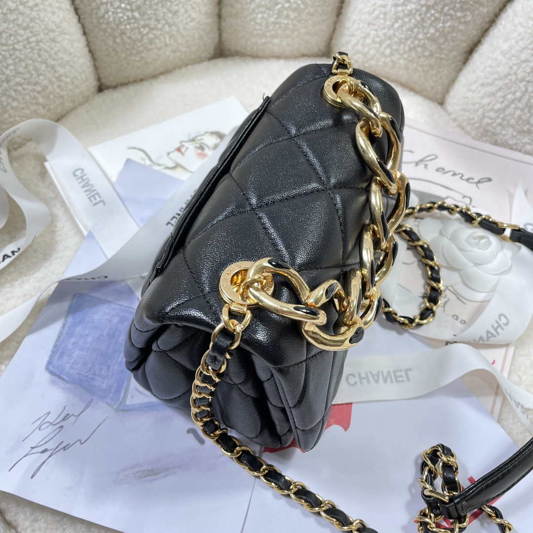 Chanel AS3365 Mini Flap Bag 17cm Lambskin Black - Default Title - View 4