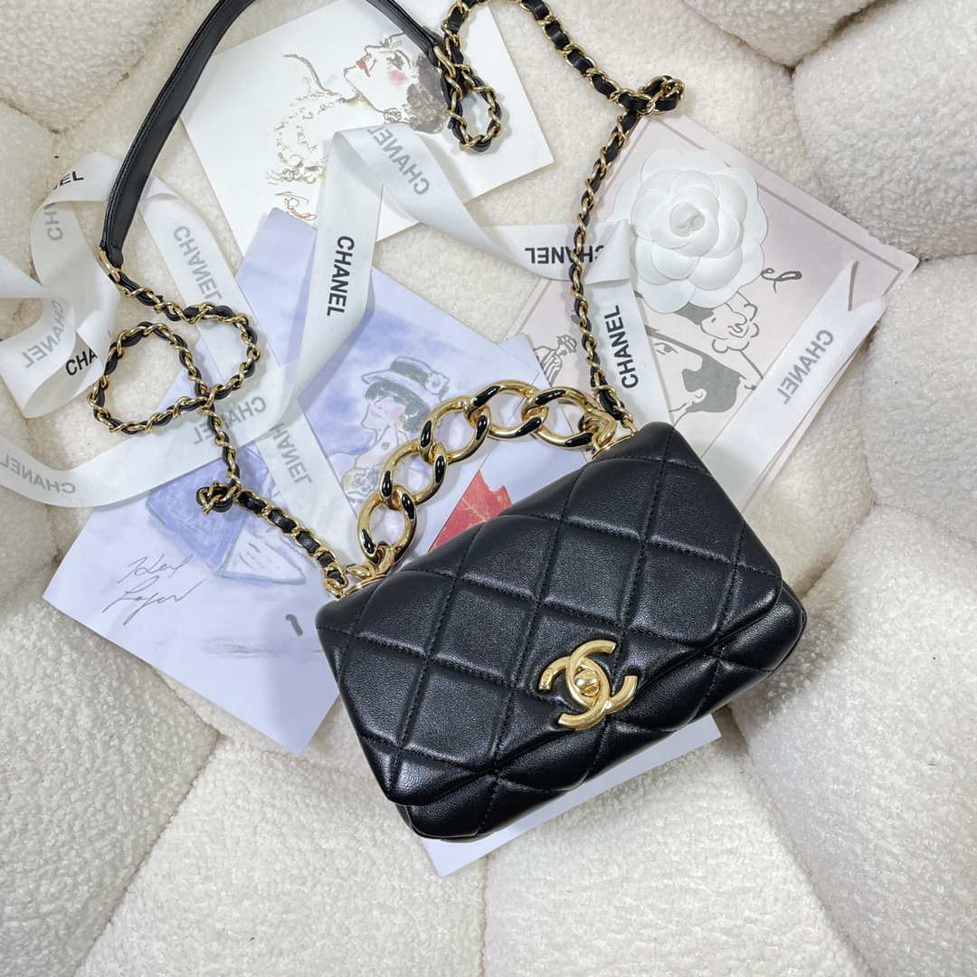 Chanel AS3365 Mini Flap Bag 17cm Lambskin Black